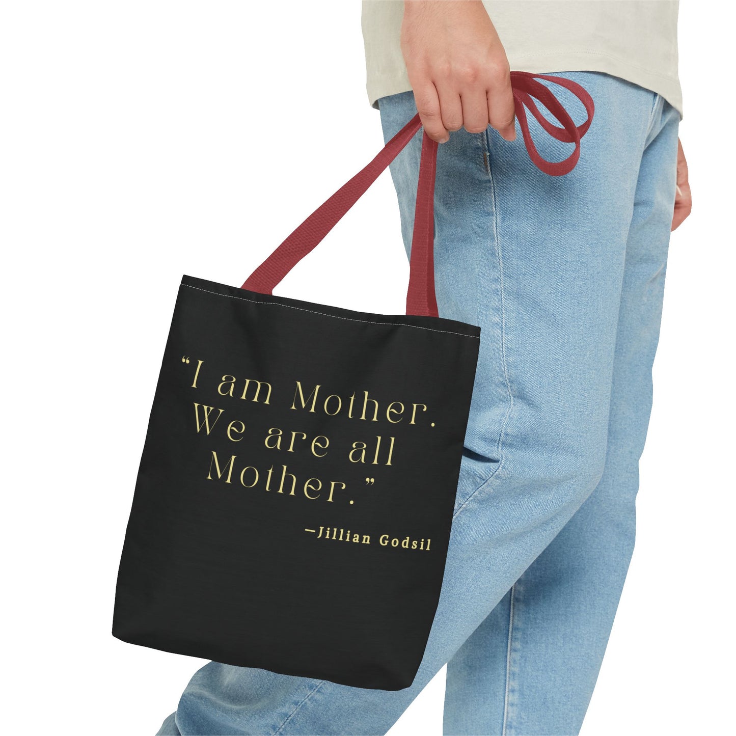 Bookish Tote Bag - 'I am Mother We are all Mother' Inspired by RUNNING OUT OF ROAD by Jillian Godsil