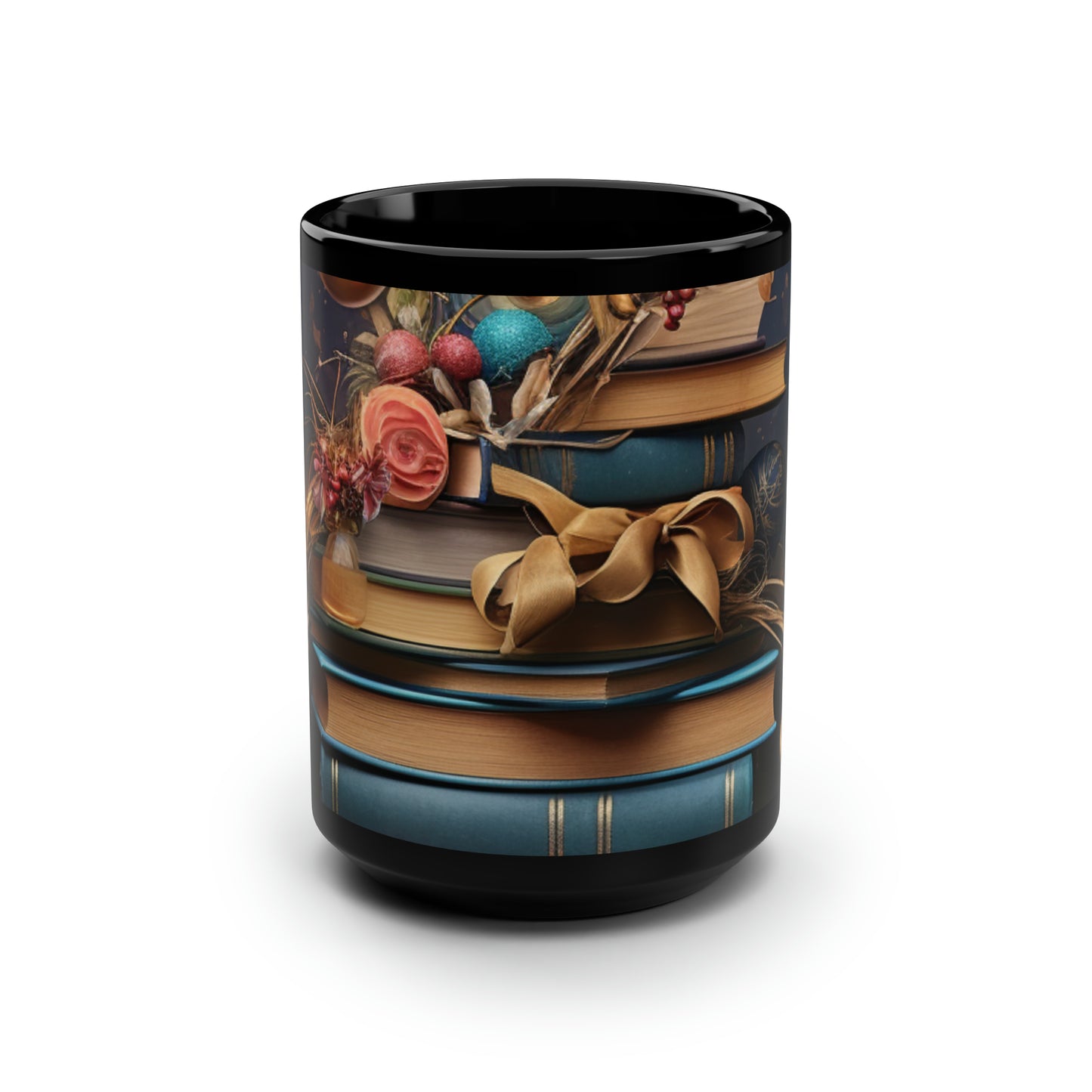 A Christmas Library III - Black Mug, 15oz