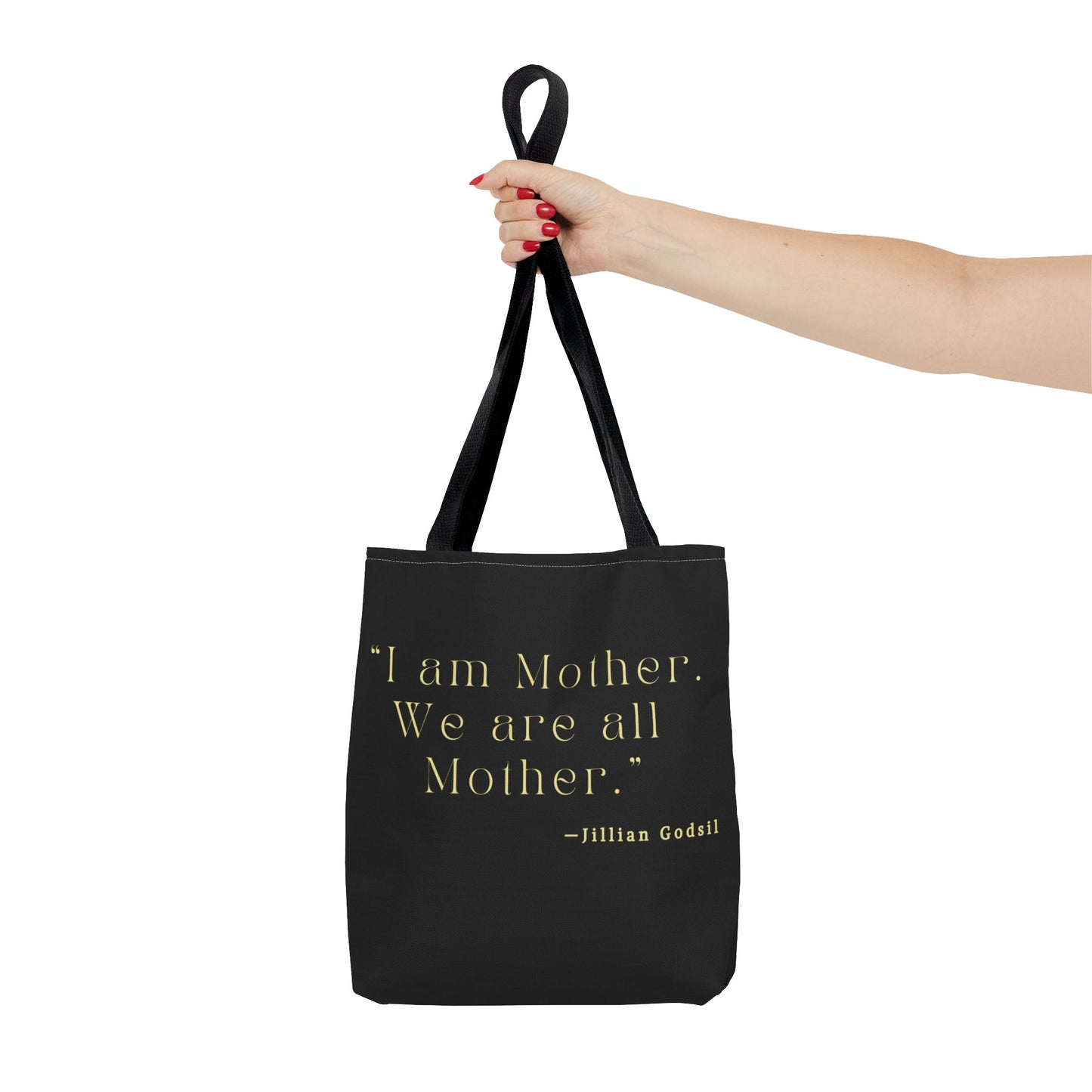 Bookish Tote Bag - 'I am Mother We are all Mother' Inspired by RUNNING OUT OF ROAD by Jillian Godsil