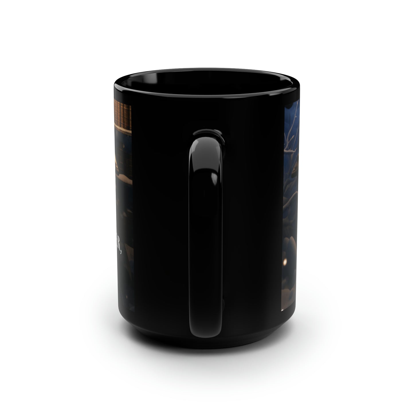 A Writer's Winter Haven III - Black Mug, 15oz