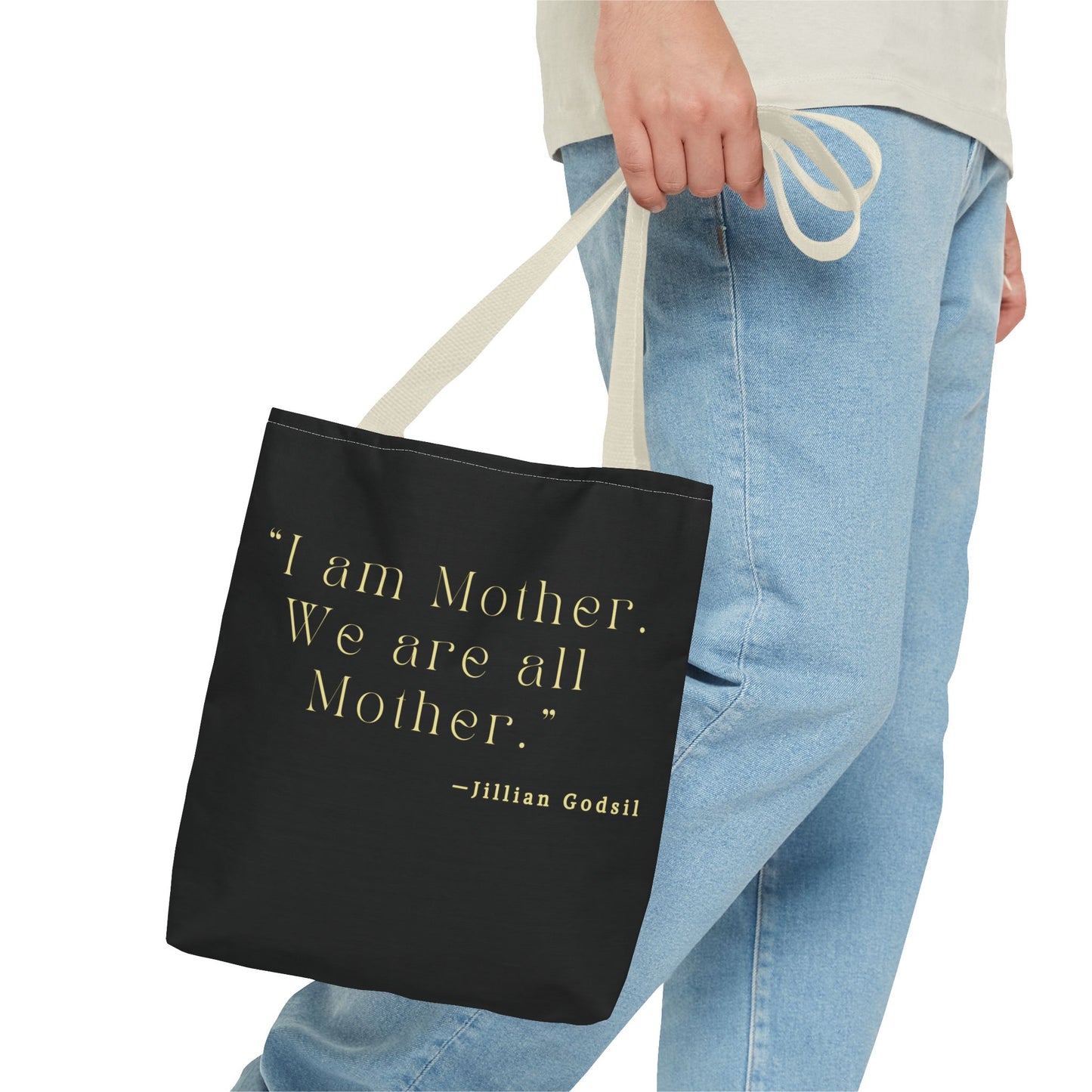 Bookish Tote Bag - 'I am Mother We are all Mother' Inspired by RUNNING OUT OF ROAD by Jillian Godsil
