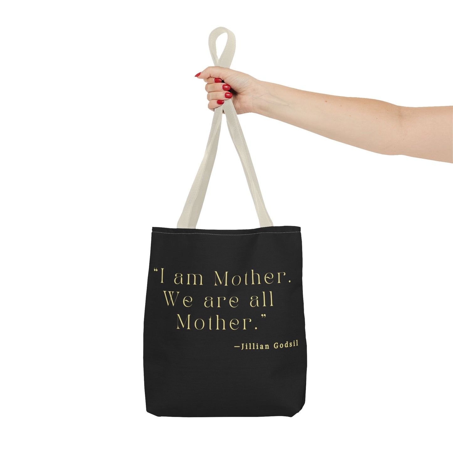 Bookish Tote Bag - 'I am Mother We are all Mother' Inspired by RUNNING OUT OF ROAD by Jillian Godsil