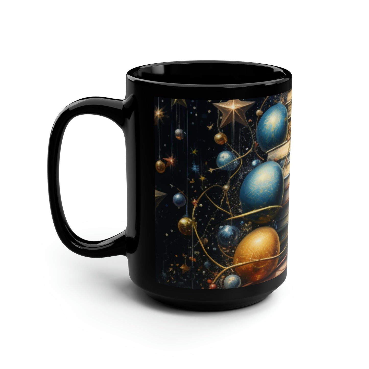 A Christmas Library II - Black Mug, 15oz