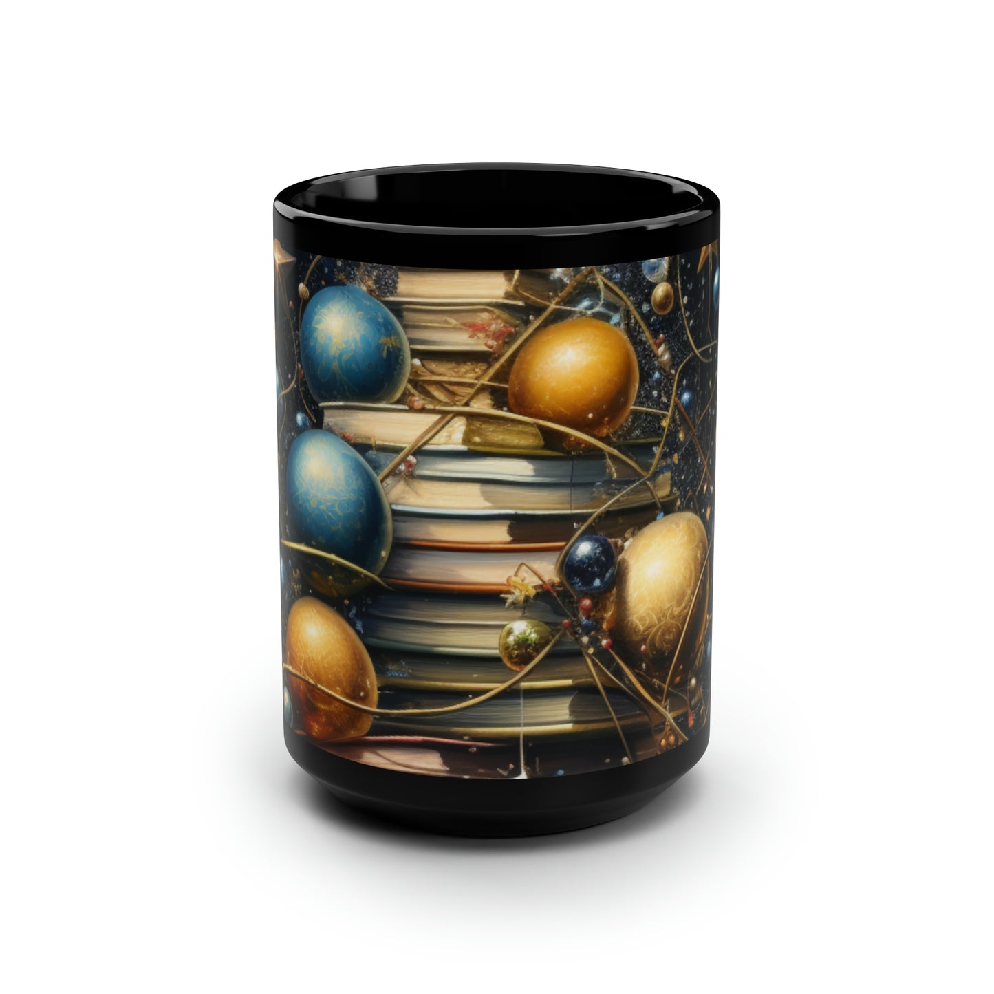 A Christmas Library II - Black Mug, 15oz