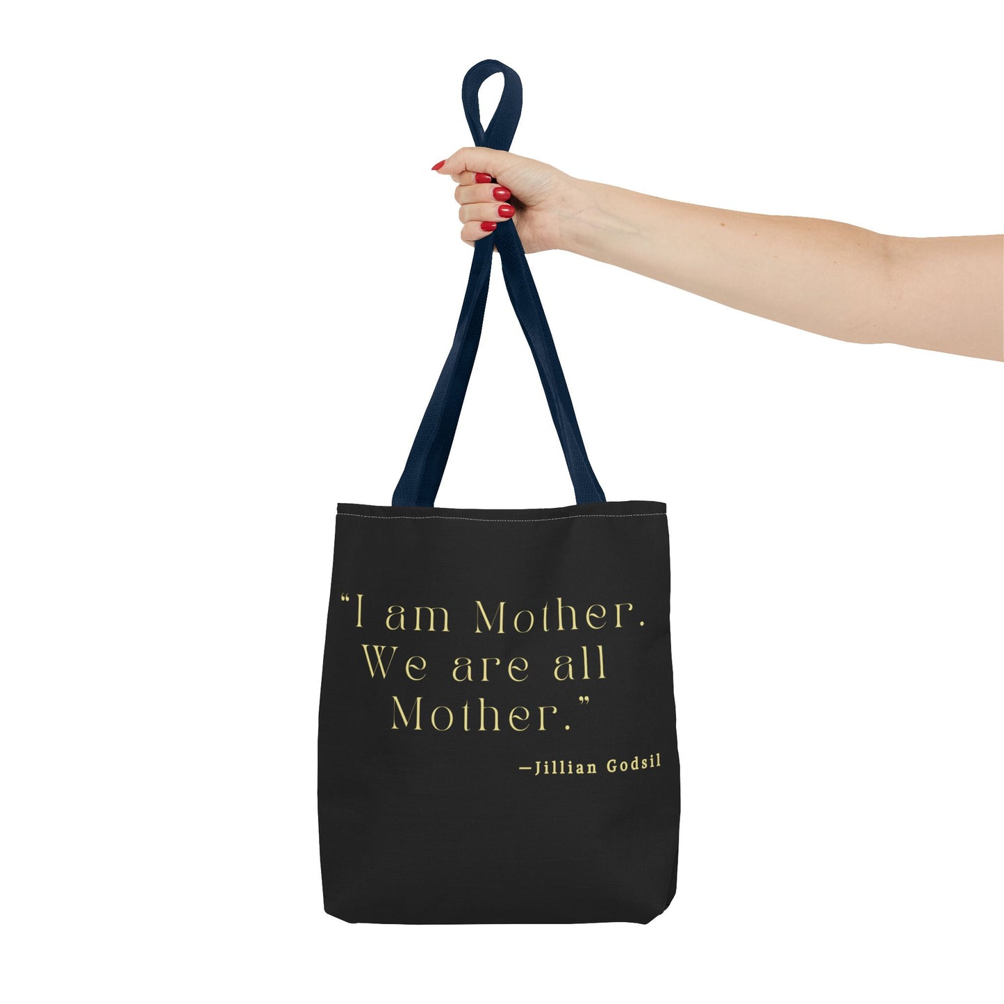 Bookish Tote Bag - 'I am Mother We are all Mother' Inspired by RUNNING OUT OF ROAD by Jillian Godsil