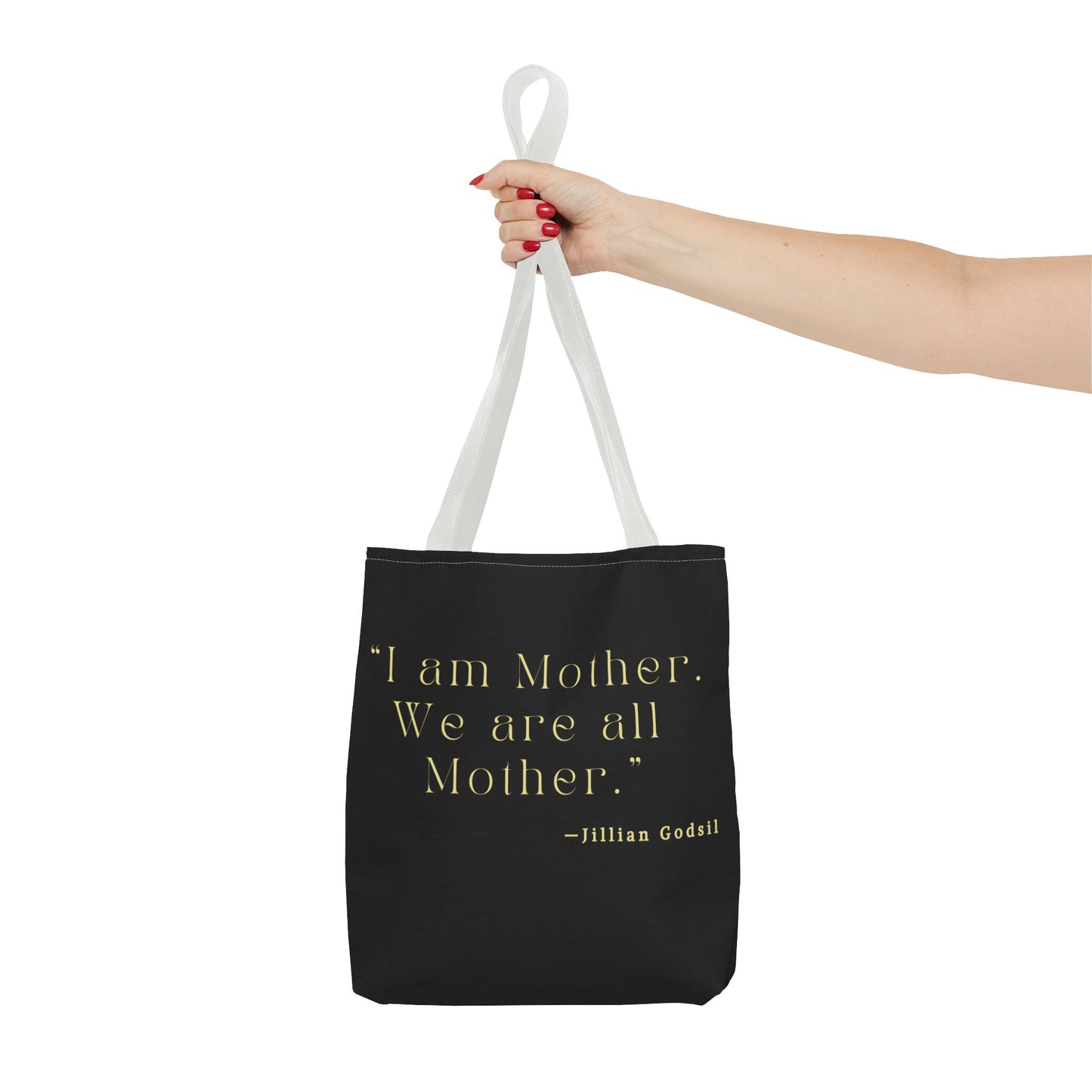 Bookish Tote Bag - 'I am Mother We are all Mother' Inspired by RUNNING OUT OF ROAD by Jillian Godsil