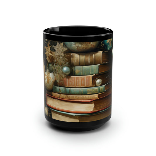 A Christmas Library I - Black Mug, 15oz