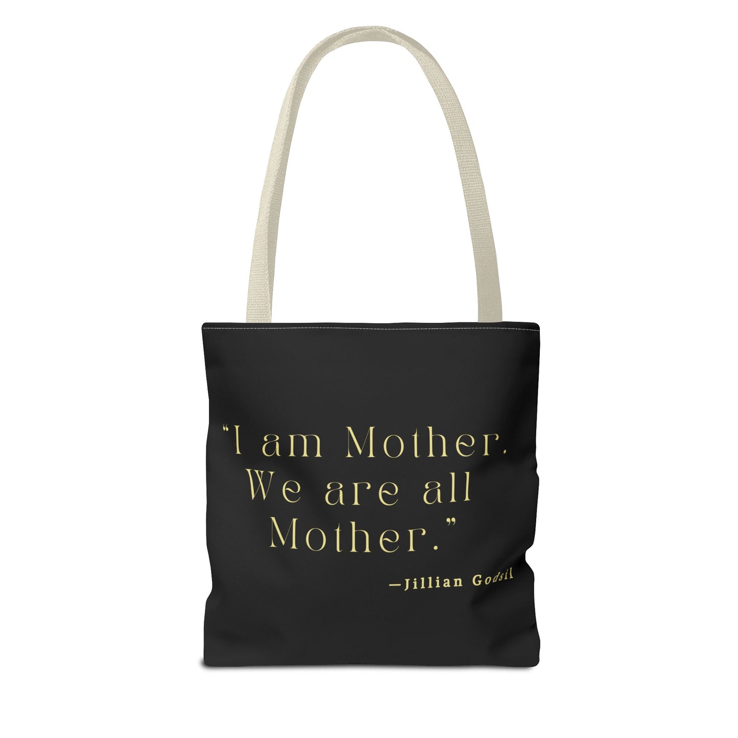 Bookish Tote Bag - 'I am Mother We are all Mother' Inspired by RUNNING OUT OF ROAD by Jillian Godsil