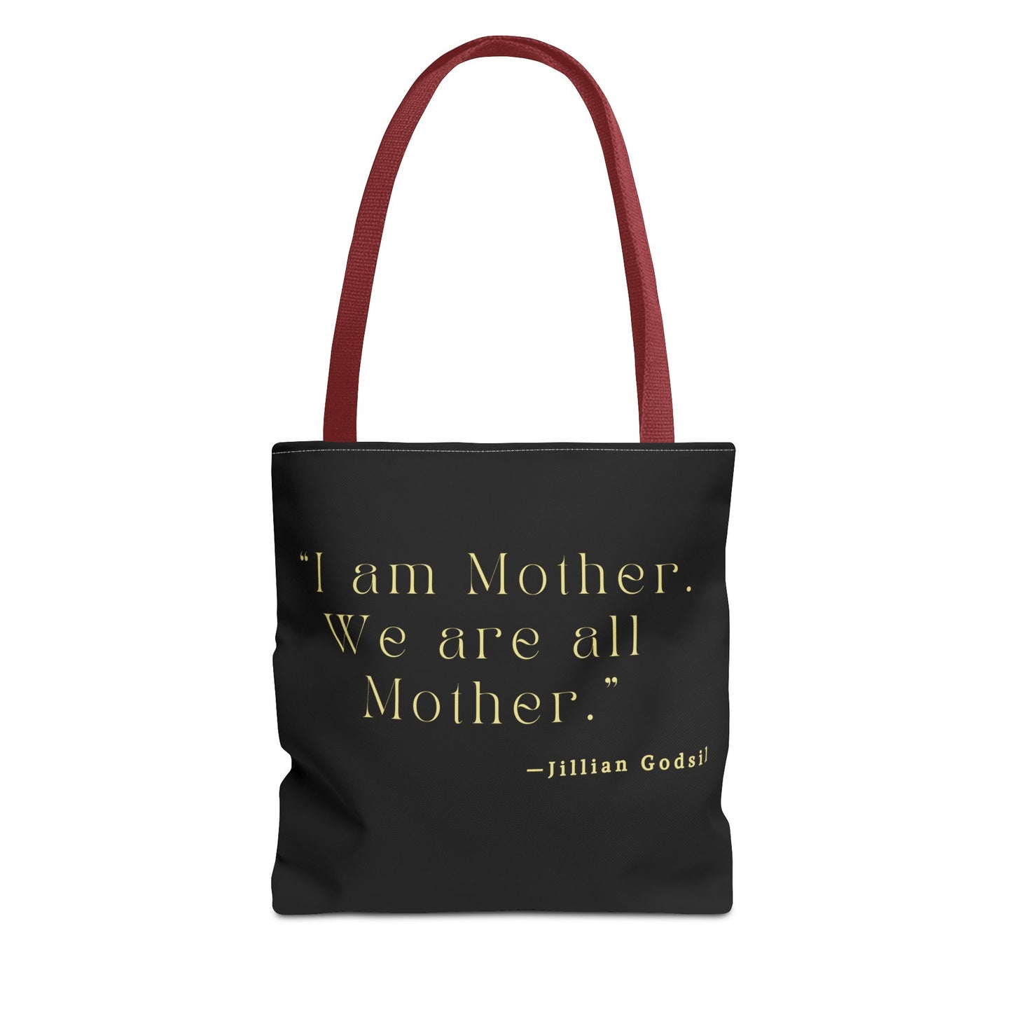 Bookish Tote Bag - 'I am Mother We are all Mother' Inspired by RUNNING OUT OF ROAD by Jillian Godsil