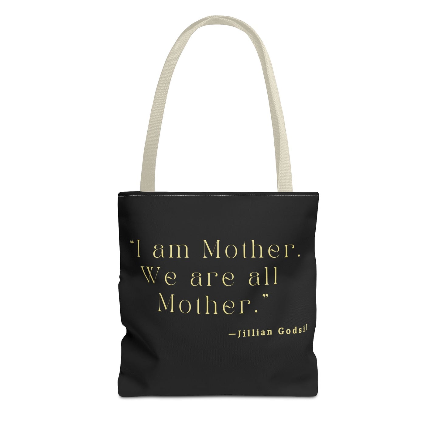 Bookish Tote Bag - 'I am Mother We are all Mother' Inspired by RUNNING OUT OF ROAD by Jillian Godsil