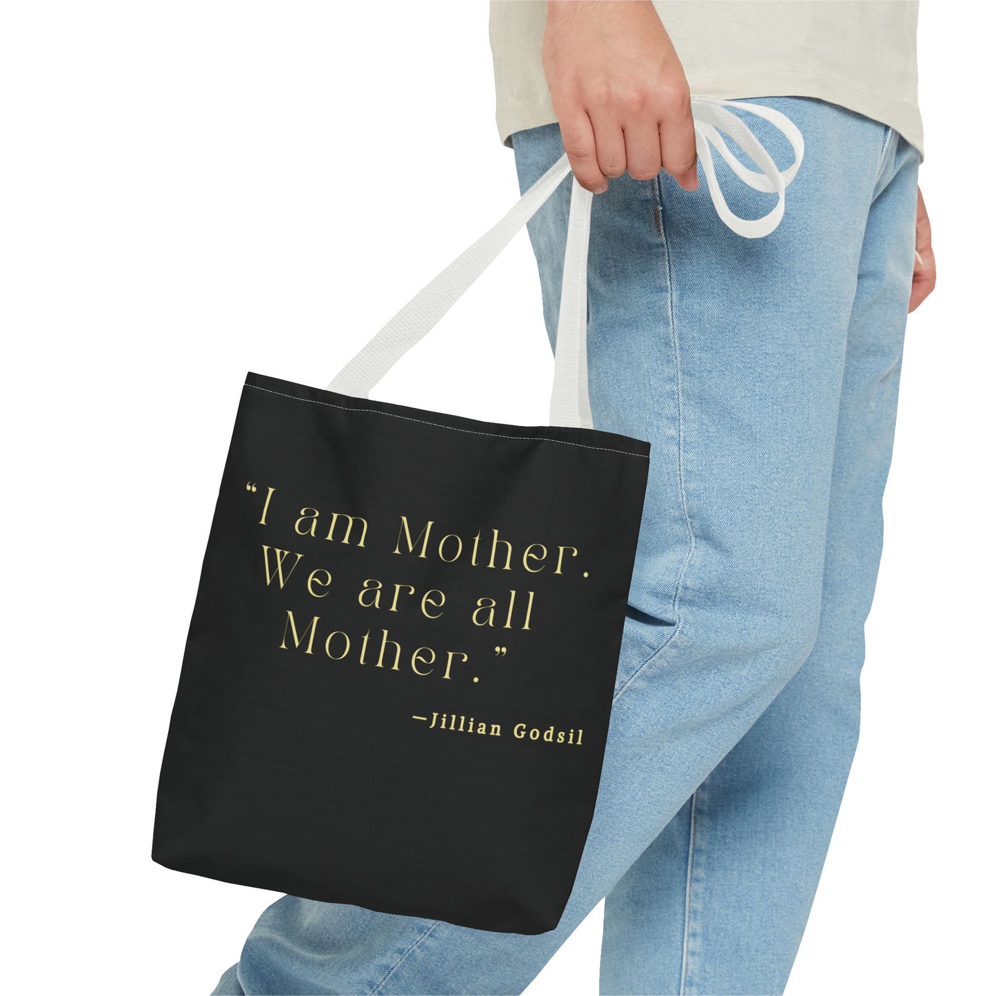 Bookish Tote Bag - 'I am Mother We are all Mother' Inspired by RUNNING OUT OF ROAD by Jillian Godsil