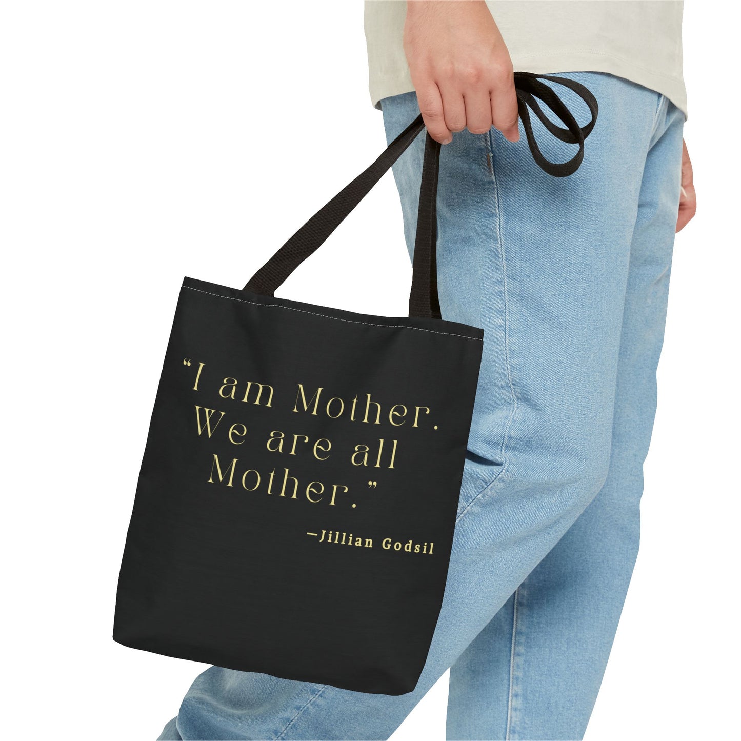 Bookish Tote Bag - 'I am Mother We are all Mother' Inspired by RUNNING OUT OF ROAD by Jillian Godsil