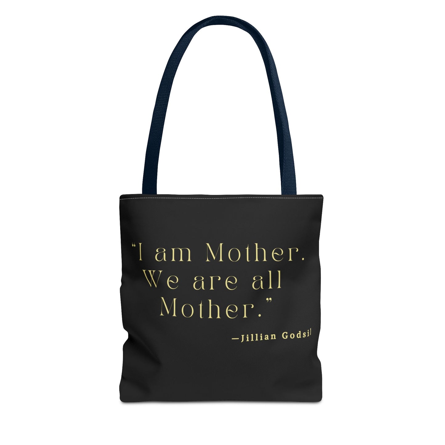 Bookish Tote Bag - 'I am Mother We are all Mother' Inspired by RUNNING OUT OF ROAD by Jillian Godsil