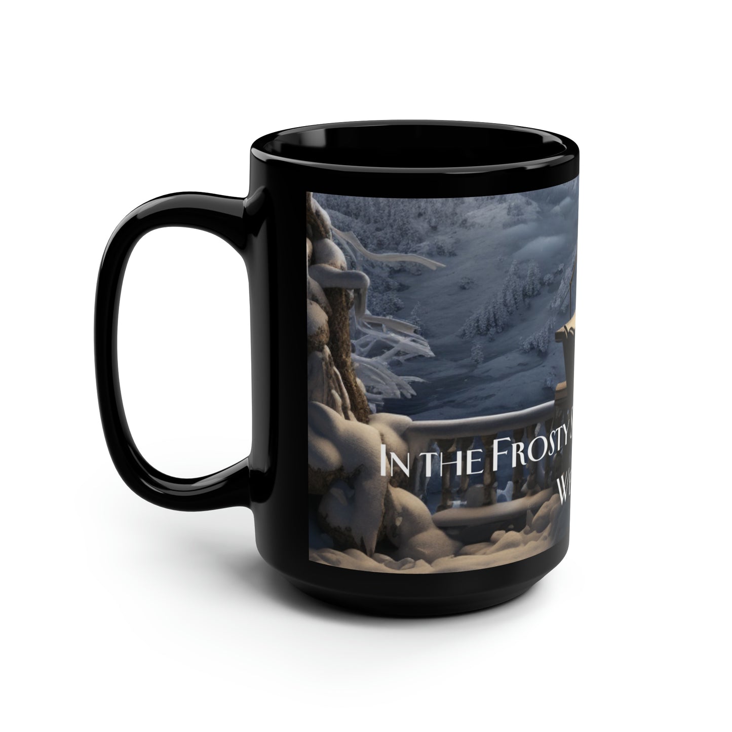 A Writer's Winter Haven II - Black Mug, 15oz