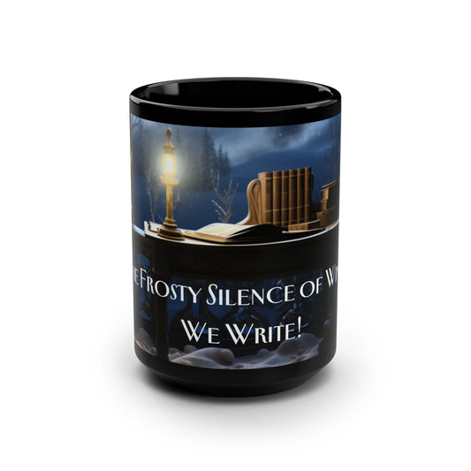 A Writer's Winter Haven I - Black Mug, 15oz