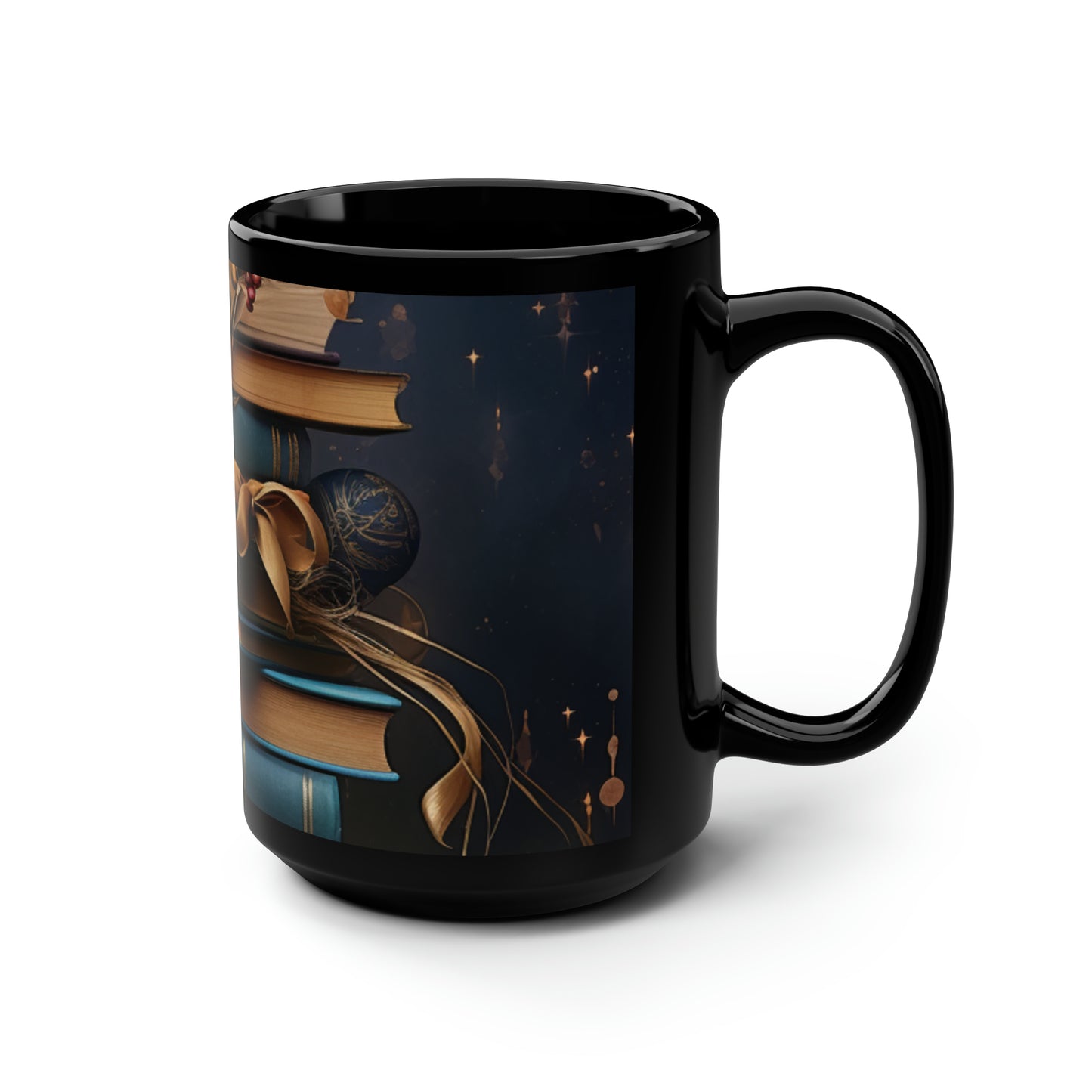 A Christmas Library III - Black Mug, 15oz