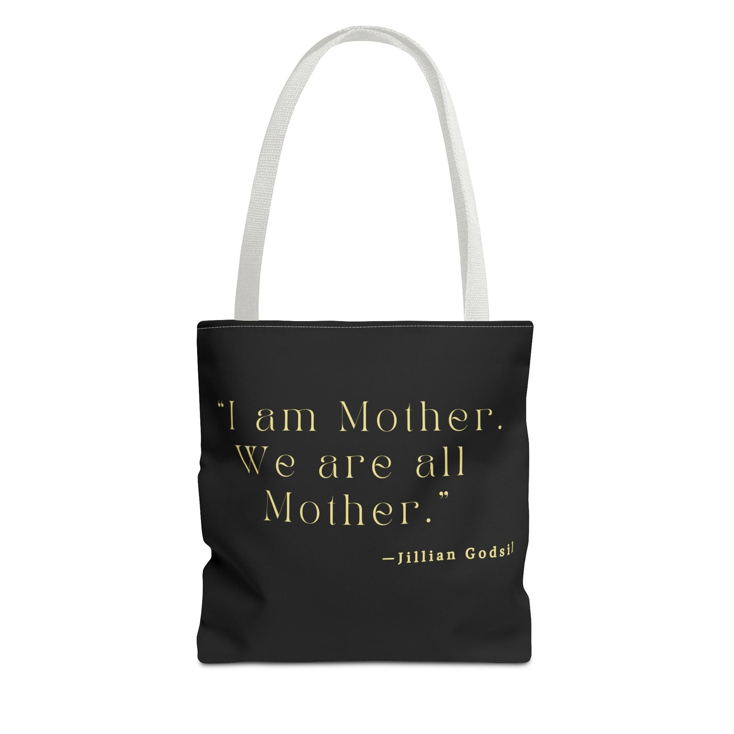 Bookish Tote Bag - 'I am Mother We are all Mother' Inspired by RUNNING OUT OF ROAD by Jillian Godsil