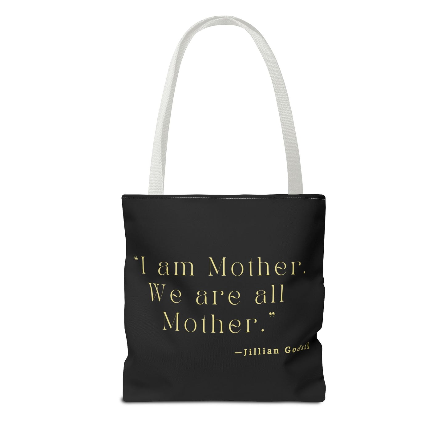 Bookish Tote Bag - 'I am Mother We are all Mother' Inspired by RUNNING OUT OF ROAD by Jillian Godsil